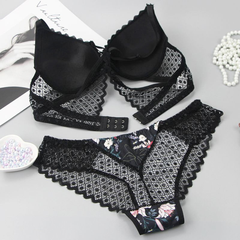 Nouvelle Seamless Sexy G String Underwear Embroidered Thong Hollow Out Lingerie Panties Bra Sets