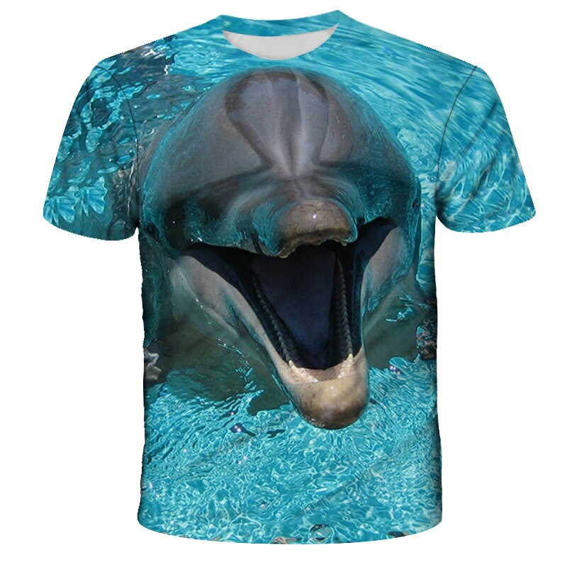 Kleine Dolphin 3D Gedruckt T-shirt Kleinkind Mädchen Kleidung Kurzarm Top Sommer Familie Passenden Vater-sohn Mutter-tochter kleiden tif-shop24.de