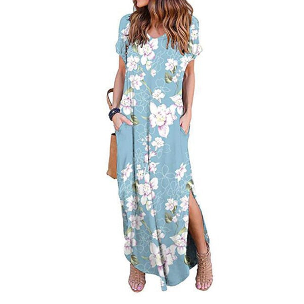 Sexy Frauen Kleid Plus Size 5XL Sommer Casual Kurzarm Blumen Maxi Kleid für Frauen Langes Kleid Kostenloser Versand Lady Kleider tif-shop24.de