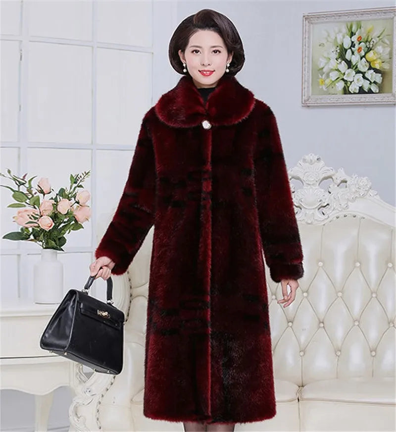 Coat Manteau Hiver Mink Fur Coat Winter Loose Size 5XL Long Faux Fur Warm
