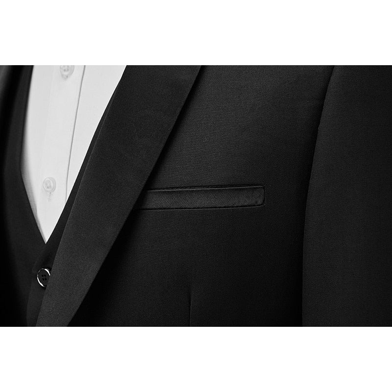 Smoking Slim Fit Business Party Bräutigam Hochzeit Anzüge Prom Ball Bankett Ehe Abend Abendessen Kostüm 3 Teilige Schal Revers tif-shop24.de