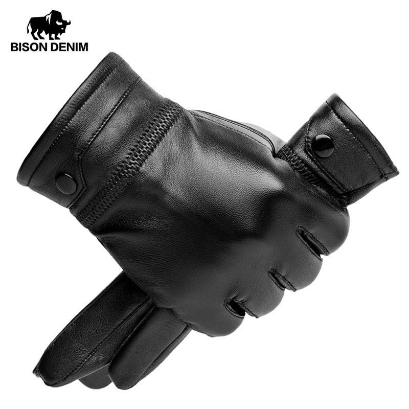 BISON DENIM Echtem Schaffell Leder Handschuhe Winddicht Thermische Warme Touchscreen Handschuh Winter Warme Handschuhe S002 tif-shop24.de