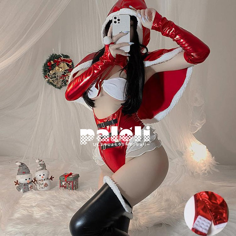 4 PCS Sexy Weihnachten Cosplay Kostüme Offene Büste Outfit Santa Versuchung Backless Body Sexy Dessous Rot Set Uniform tif-shop24.de