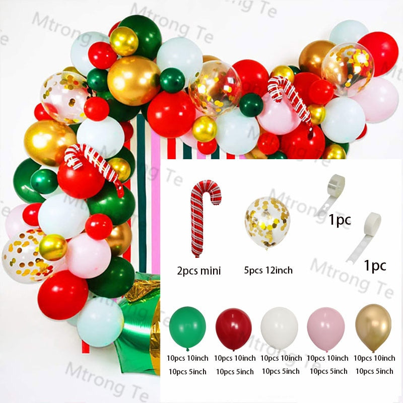 1Set Frohe Weihnachten Ballon Bogen Garland Kit Weihnachtsmann Neujahr Dekorationen
