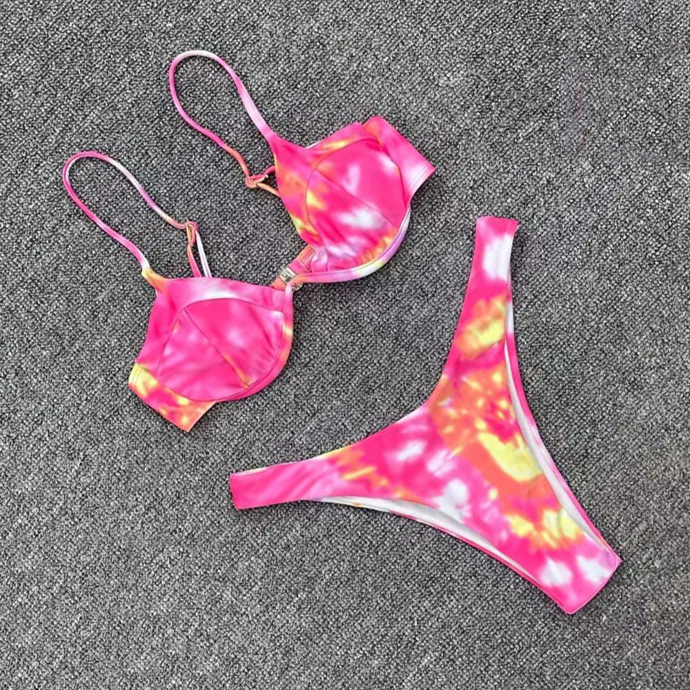 Neu Eingetroffen Sommer  Zweiteiliger Badeanzug Sexy Bikini Violet Steel Elbow Bademode Weiblicher Badeanzug Beachwear tif-shop24.de