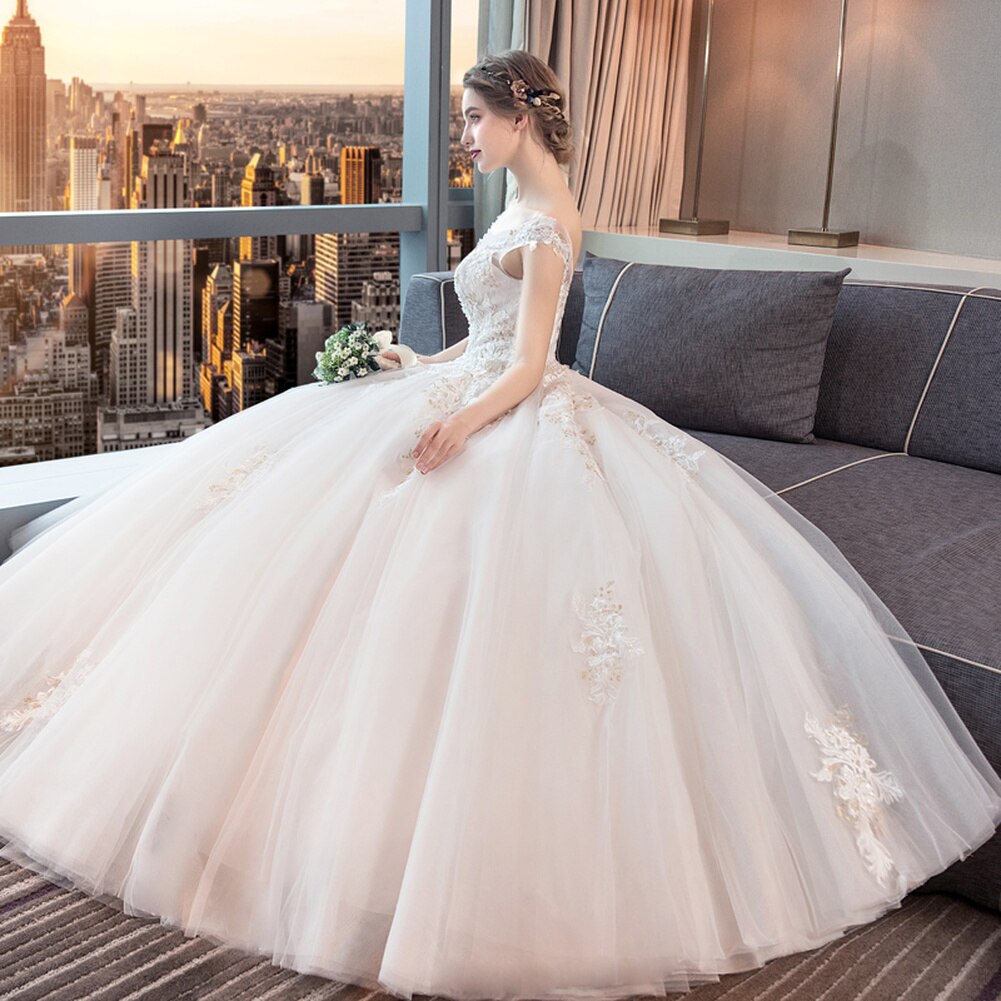 2022 Neu Eingetroffen Off Shoulder Wedding Dress Bride Version Court Princess Show Thin Simple Large tif-shop24.de