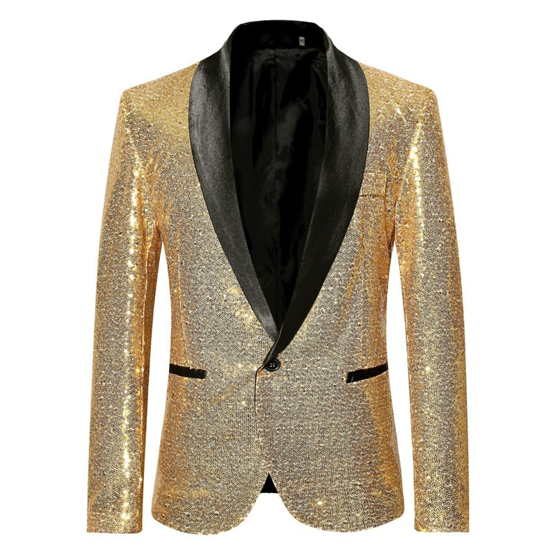 Shiny Gold Pailletten Glitter Verziert Blazer Nachtclub Prom Blazer Homme Bühne Kleidung tif-shop24.de