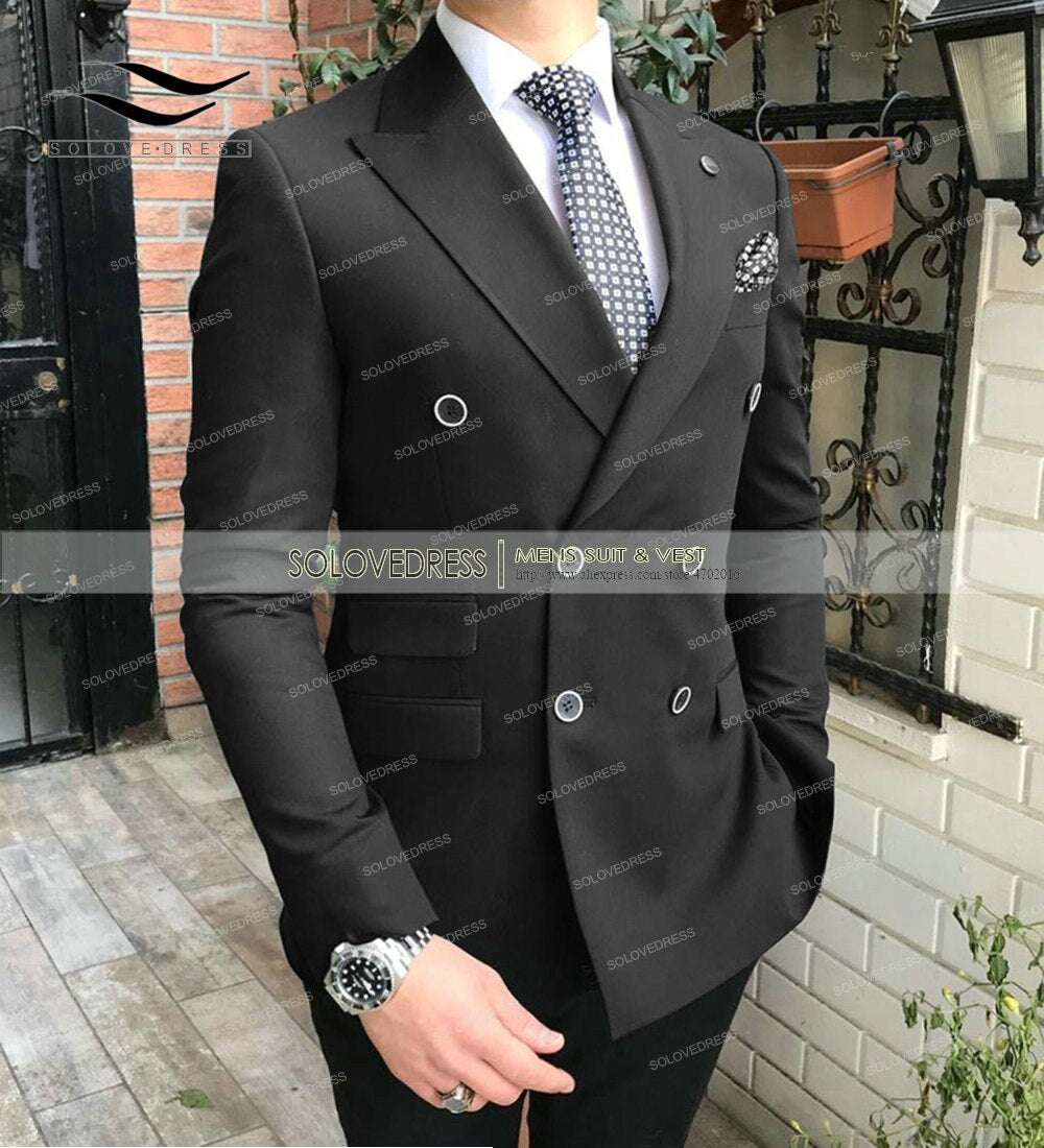 Nur 1 Stück Jacke !! Navy Zweireiher Blazer Regular Fit Notch Revers Solid Prom Smoking Formelle Best Man Jacke tif-shop24.de