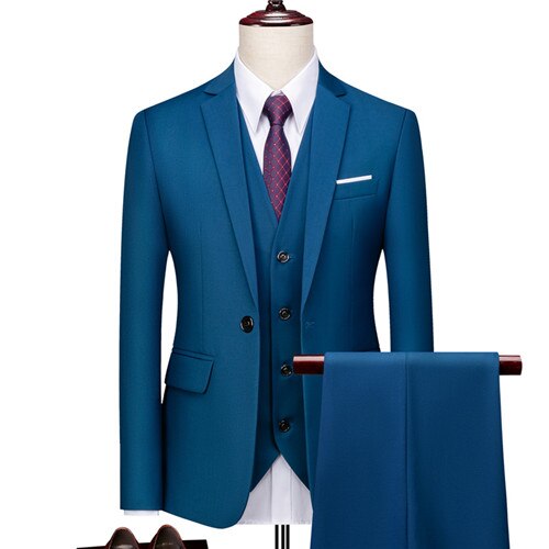 Luxus Herren Business Hochzeit 3-teiliges Set (Blazer + Hosen + Weste) Marke Herren Anzug 11 Farboptionen Herren Abendanzüge Plus Size S-6XL tif-shop24.de