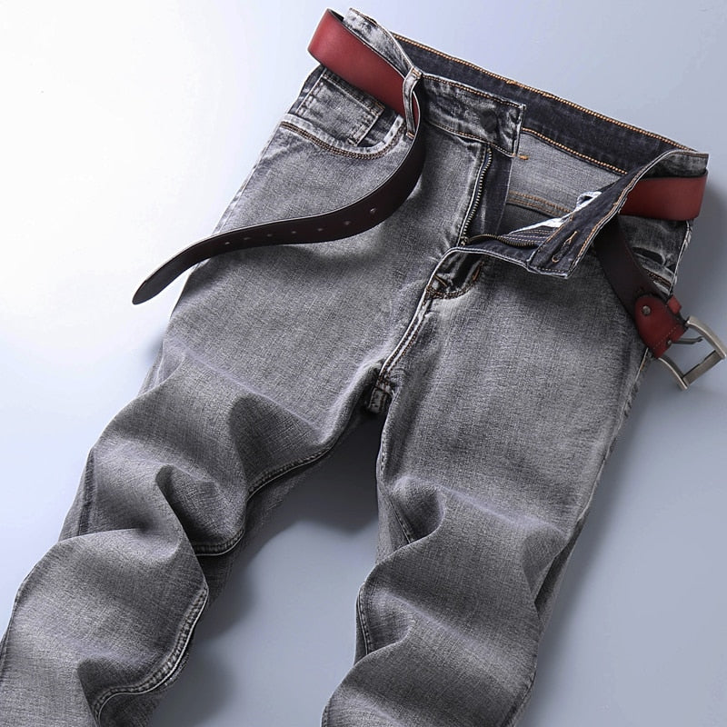 2021 New Herren Stretch Jeans mit normaler Passform Business Casual Classic Style Jeanshose Schwarz Blau Grau Schlauch tif-shop24.de