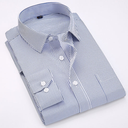 Business Bügelfrei  Regular Fit Herren gestreifte Hemden formal Langarm quadratischen Kragen einfache Pflege tif-shop24.de