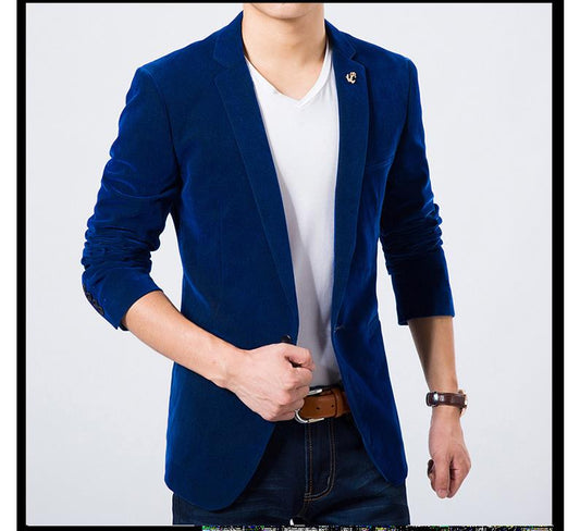 Herren Blazer Slim Fit anziehen Jacke grün Marineblau Samt Frühling Herbst Kostenloser Versand Anzüge für Männer