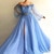 Blue Off Shoulder Ballkleider 3D Flower Beading Abendkleider Abendkleider Drapierte Long Prom Dress tif-shop24.de