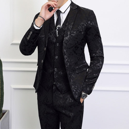 2021 Neue Eingetroffen  High-end-Schwarzen Anzug Männer Business Bankett Hochzeit Herren Blazer Jacke mit Weste und Hose Große Größe 6XL tif-shop24.de