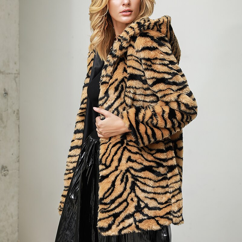 Herbst Winter Neue Nachahmung Pelzmantel Weibliche Lange Leopard Mantel Mit Kapuze Koreanische Große Größe 4XL Frauen Faux Pelz Jacke tif-shop24.de