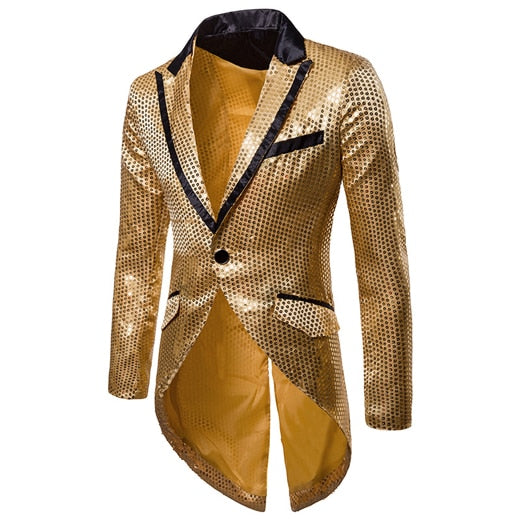 Shiny Gold Pailletten Glitter Verziert Blazer Nachtclub Prom Blazer Homme Bühne Kleidung tif-shop24.de