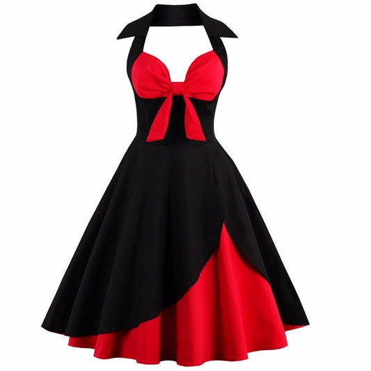 Wunderschöne Vintage Frauen Party Kleid Plus Größe elegante Rockabilly Kleid 2018 Frauen Sommer ärmellose Straples Neckholder schlanke Kleider