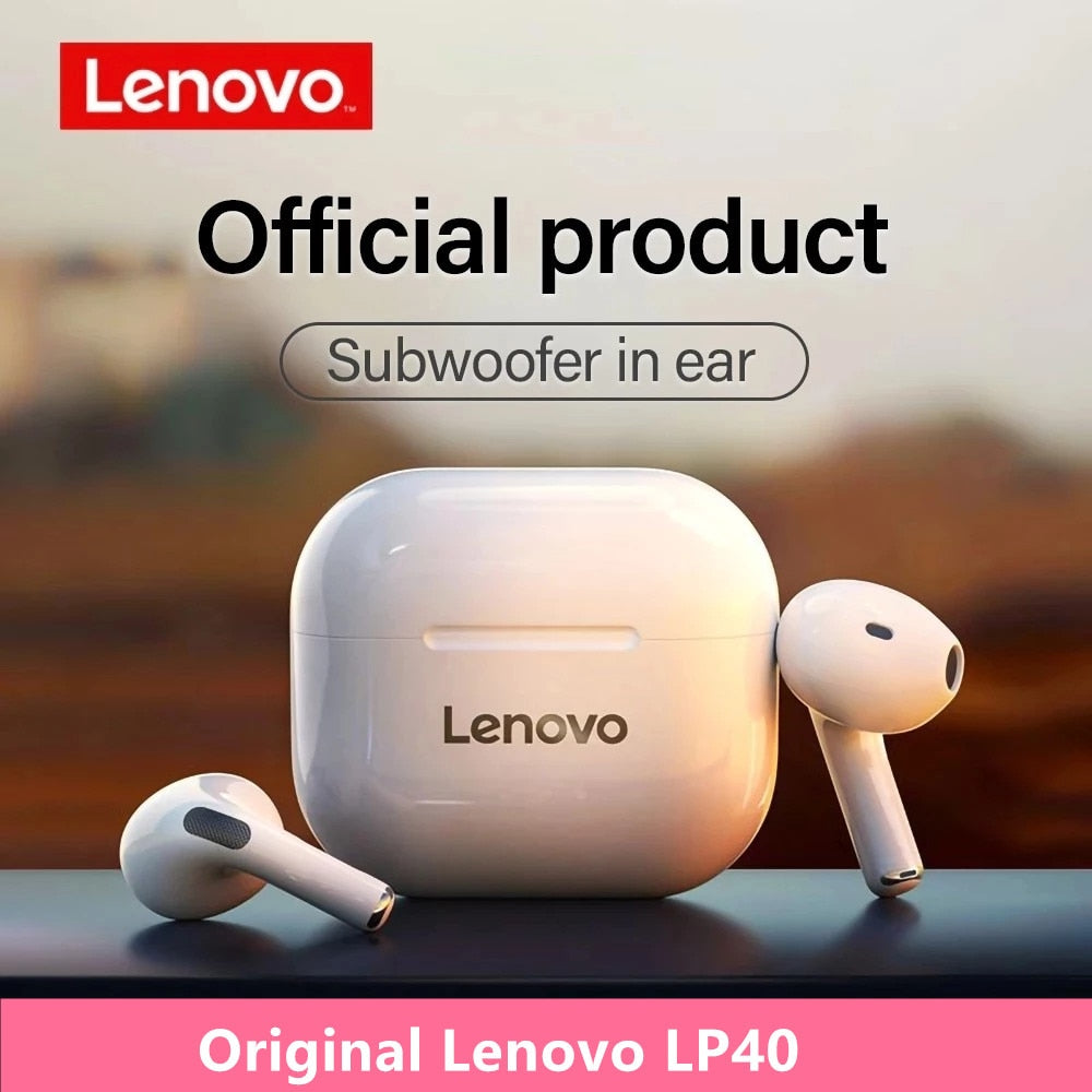 NEW Original Lenovo TWS Wireless Earphone Bluetooth 5.0 Dual Stereo MINI Reduction Bass Touch Control Long Standby 300mAH LP40