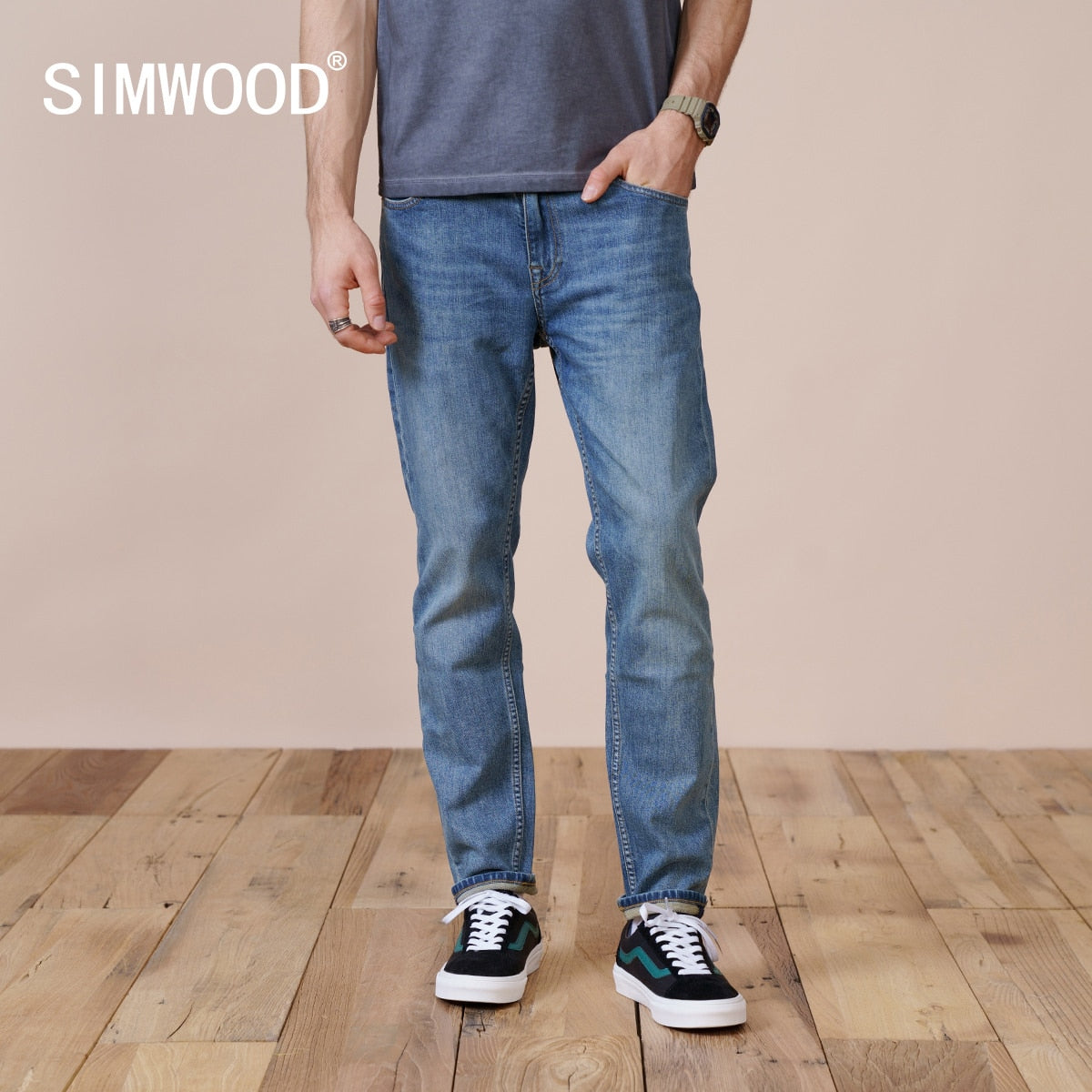 SIMWOOD 2021 Spring New Slim Fit Tapered Jeans  Casual Basic Klassische Hose Hochwertige Markenkleidung SK130283 tif-shop24.de