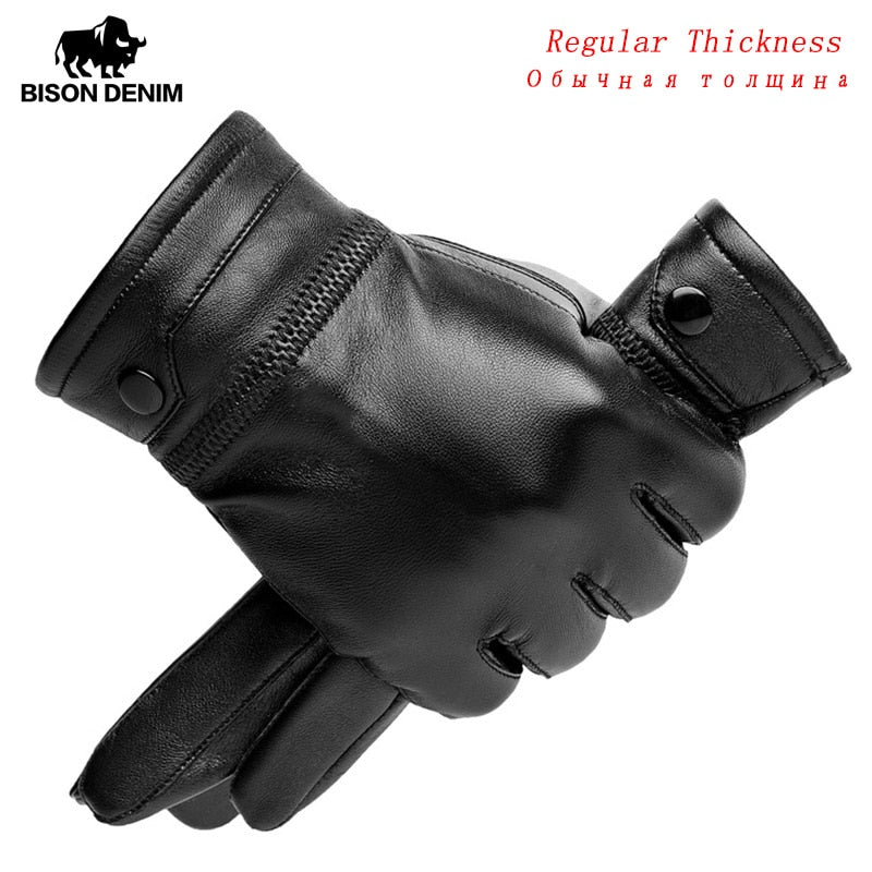 BISON DENIM Echtem Schaffell Leder Handschuhe Winddicht Thermische Warme Touchscreen Handschuh Winter Warme Handschuhe S002 tif-shop24.de
