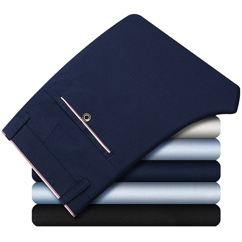 Sommer Leichte Elastizität Taschen Anzug Hosen  Gerade Hochwertige Baumwolle Koreanische Mode Schlanke Geschäftshose Für Männer tif-shop24.de