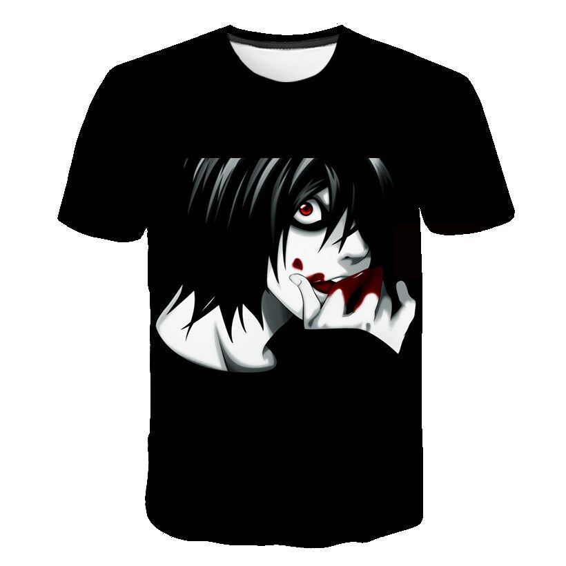 Death Note 3D Gedruckt T-shirt Anime Harajuku Streetwear  Mode Oansatz Kurzarm Übergroßen T-shirt Hip Hop tif-shop24.de