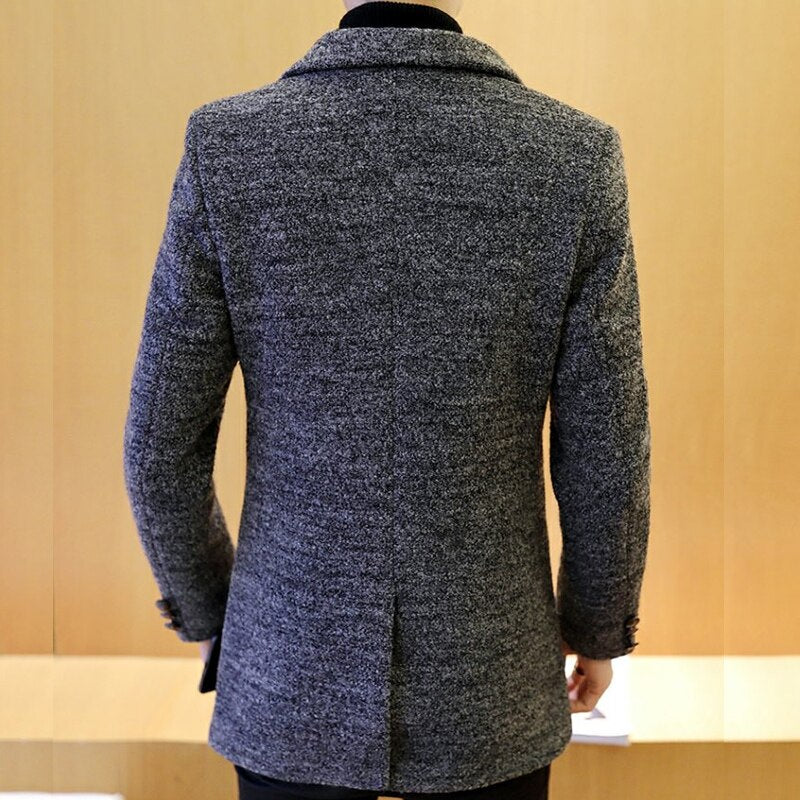 New Autumn Solid Mantel aus Wollmischung Mid-Long Cotton Warm tif-shop24.de