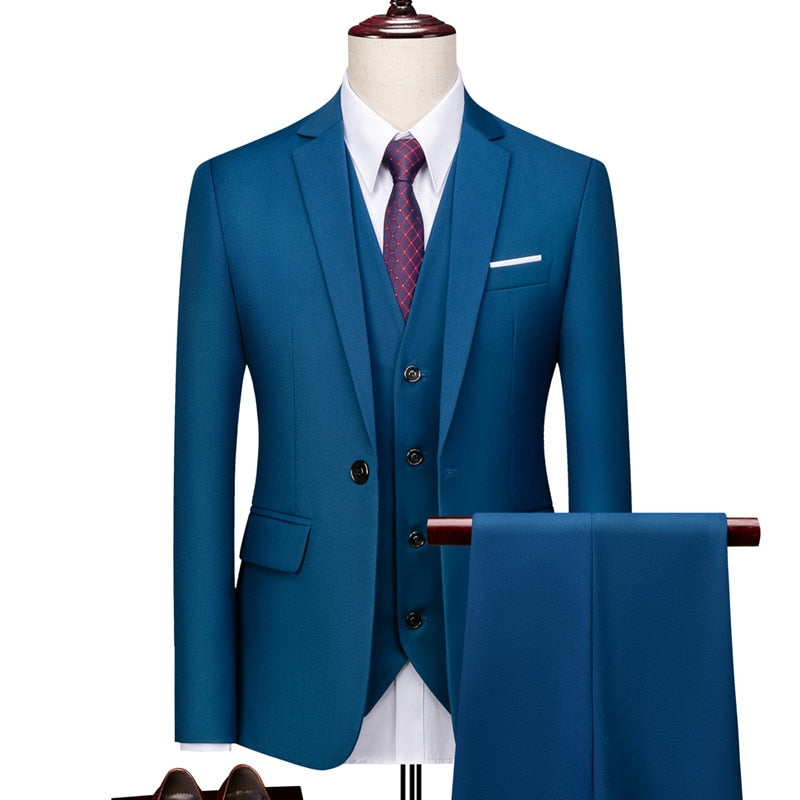 Luxus Herren Business Hochzeit 3-teiliges Set (Blazer + Hosen + Weste) Marke Herren Anzug 11 Farboptionen Herren Abendanzüge Plus Size S-6XL tif-shop24.de