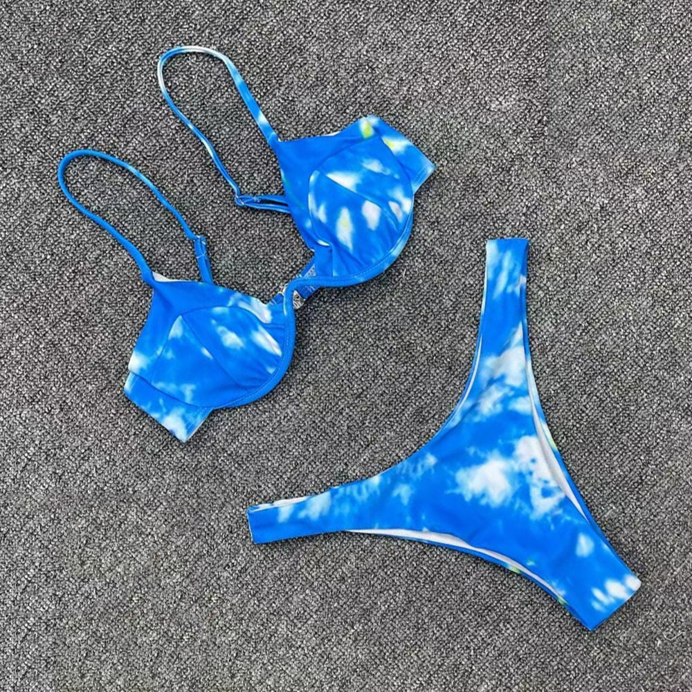 Neu Eingetroffen Sommer  Zweiteiliger Badeanzug Sexy Bikini Violet Steel Elbow Bademode Weiblicher Badeanzug Beachwear tif-shop24.de