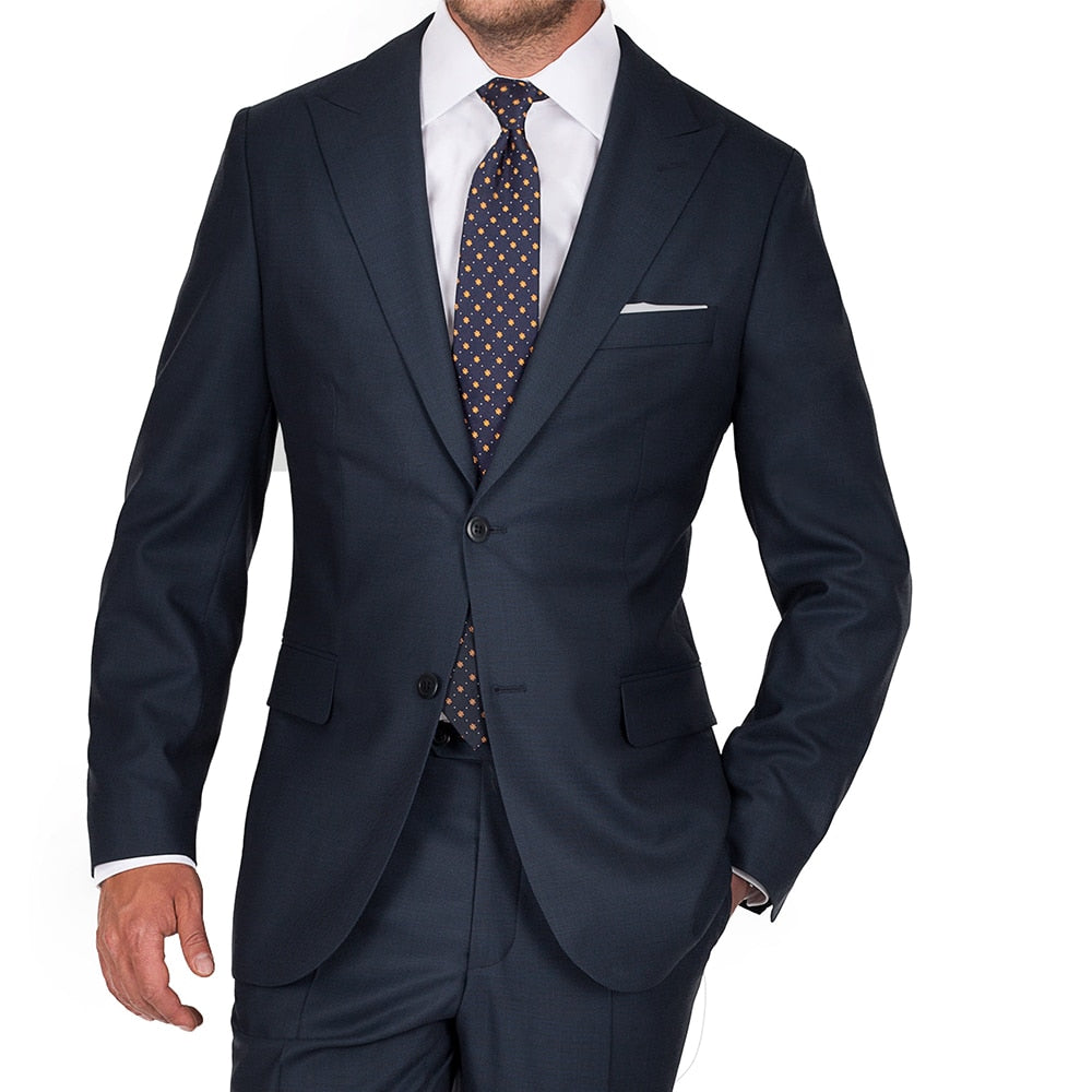 Luxury 100% Silk Super 120 Pure Wool Suits Tailor Made Suits Navy Nailhead Business Suits Custom Made Suits Cosutmes Sur Mesure tif-shop24.de