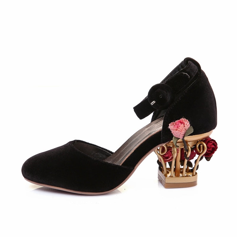 Fashion Spring Thick High Heel Einzelschuhe aus schwarzem Wildleder mit spitzen Zehen Mujer Kopf mit wilden Damen Pumps Schuhe Kostenloser Versand tif-shop24.de