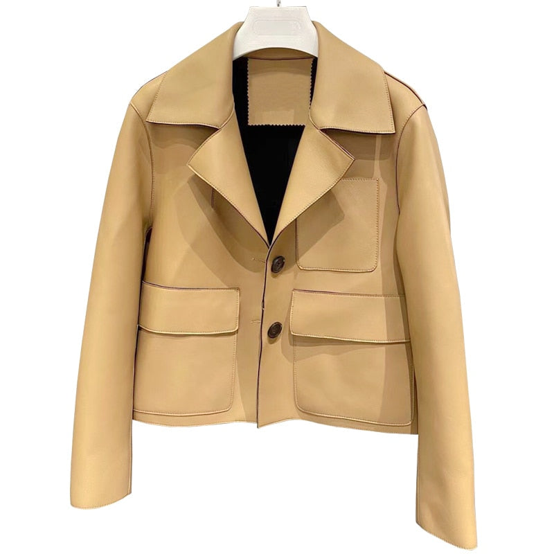 New Genuine Leather Women Jacket Fashion Female Sheepskin Suit Coat Soft Leather Jacket Sales tif-shop24.de