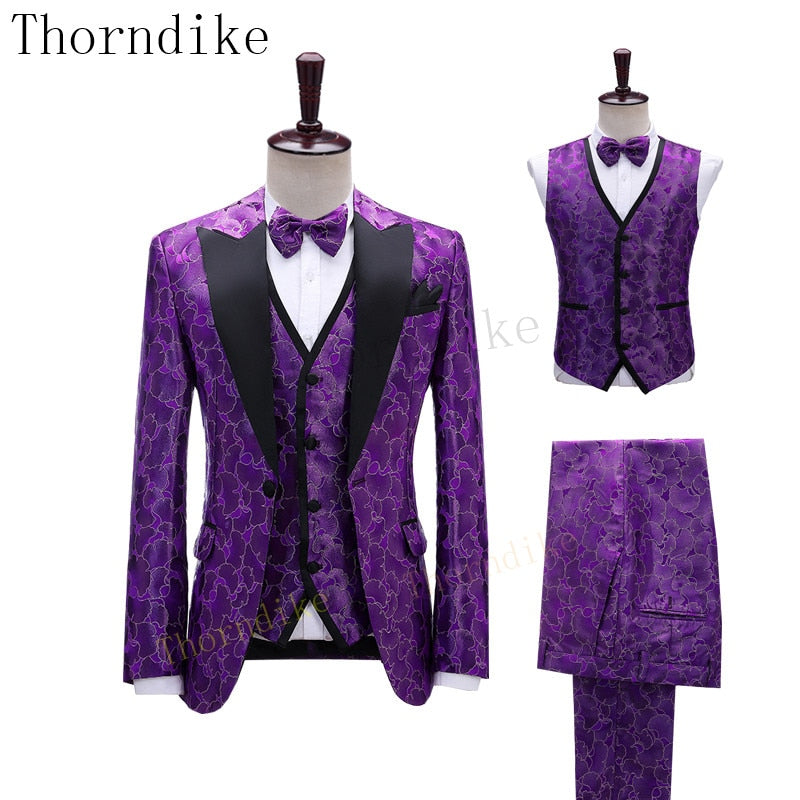 Thorndike  Fashion Party Kostüme Herren Hochzeit Jacke Sänger 3-teiliger Anzug