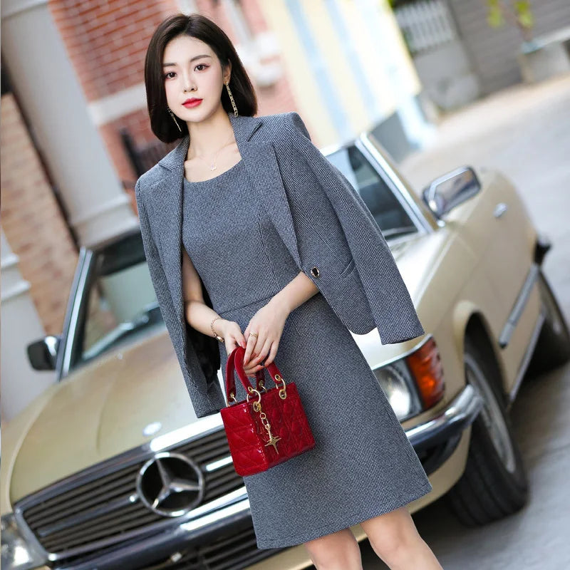 High Quality Fabric Oversize Formal Business Suits with Dress and Jackets Coat OL Styles Ladies Office Work Wear Blazers