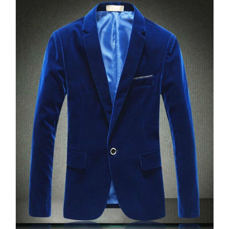 2021 Royal Blue Velvet Blazer für Herren Boyfriend Kostüme Casual Style Dinner Coat Prom Party Anzug Jacke Mode Kleidung