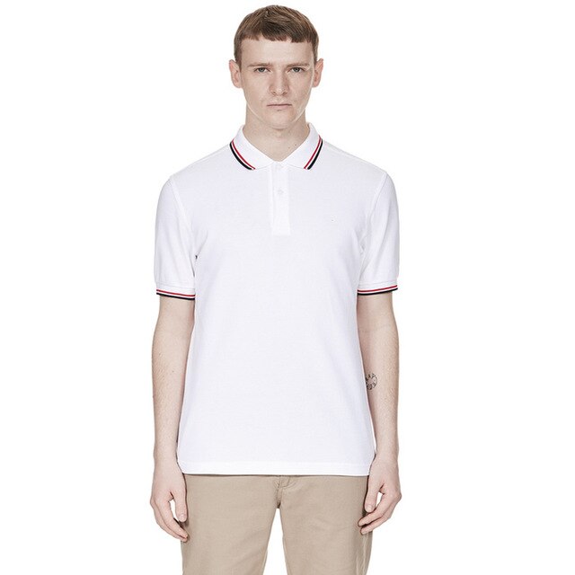 Hochwertiger britischer Weizen New Man Polo 100% Baumwolle FP-Stickerei POLO SHIRT aus reiner Baumwolle  Kurzarmhalbmond tif-shop24.de