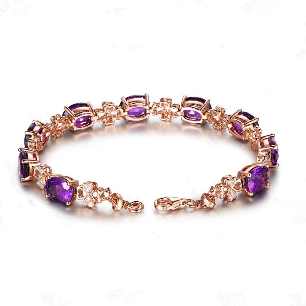 Natürliche Amethyst Edelstein Armband 18K Rose Gold Schmuck Pulseras De Bizuteria tif-shop24.de