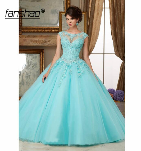 Fanshao Quinceanera Kleider Applikationen Perlen Kugelhalskugelkleider tif-shop24.de