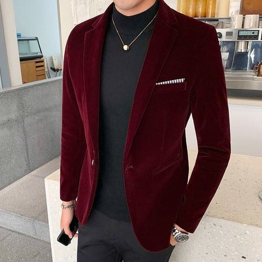 Autum Velvet Hochzeitskleid Mantel Herren Blazer Jacke Mode Freizeitanzug JackeStage DJ Herren Business Blazer Veste Kostüm Homme tif-shop24.de