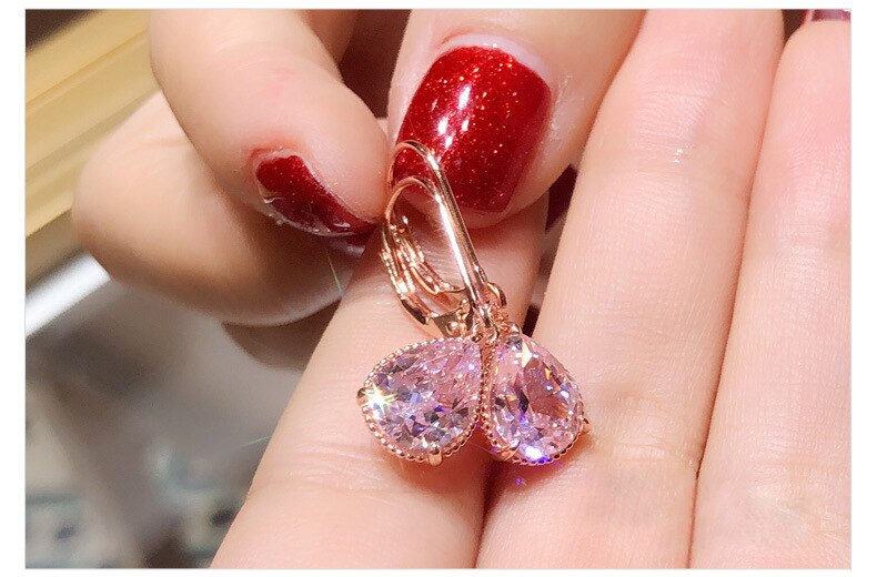 Echt 14K Rose Gold Diamant tropfen Ohrring Rosa Topaz Edelstein Ohrringe Bizuteria tif-shop24.de