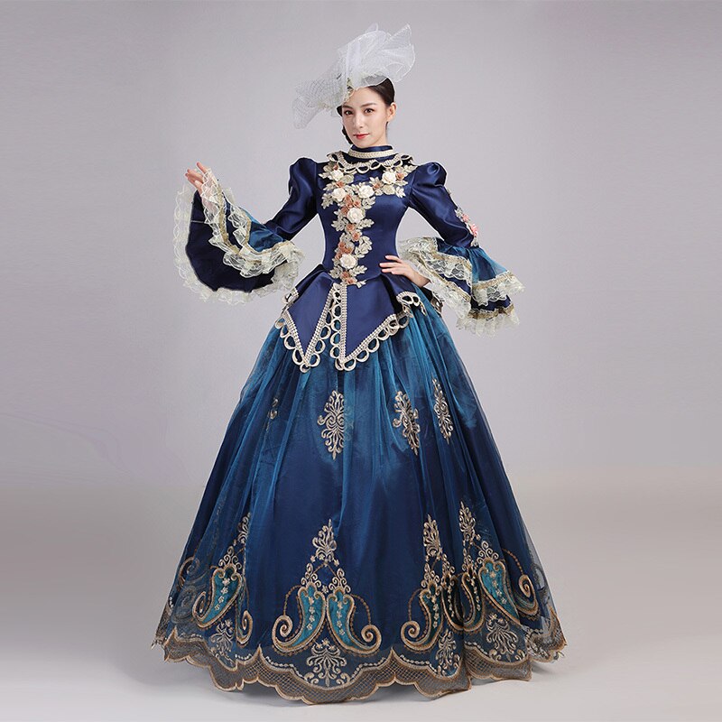 Mittelalterliche Kleidung Rokoko Barock Marie Antoinette blaue Ball Kleider 18. Jahrhundert Renaissance historische Zeit Kleid für Frauen tif-shop24.de