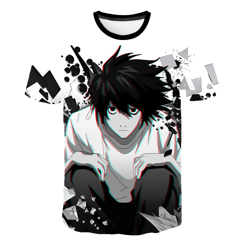 Death Note 3D Gedruckt T-shirt Anime Harajuku Streetwear  Mode Oansatz Kurzarm Übergroßen T-shirt Hip Hop tif-shop24.de