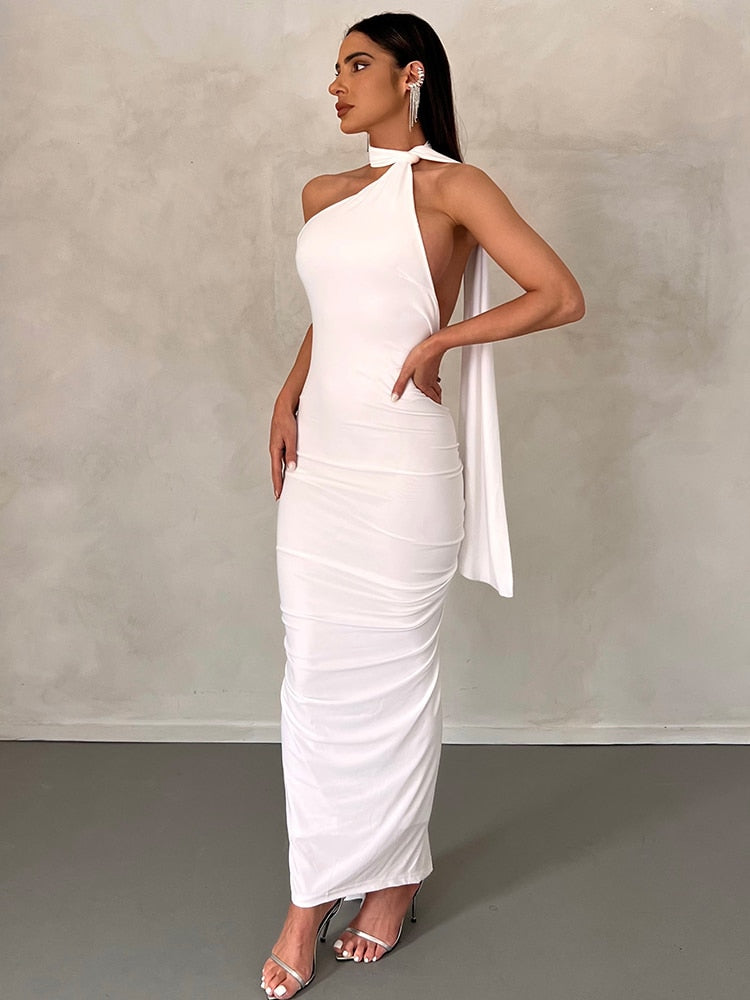 Backless Maxi Dresses For Elegant Mermaid Long Party Evening Dress Bandage Ruched Bodycon Dress