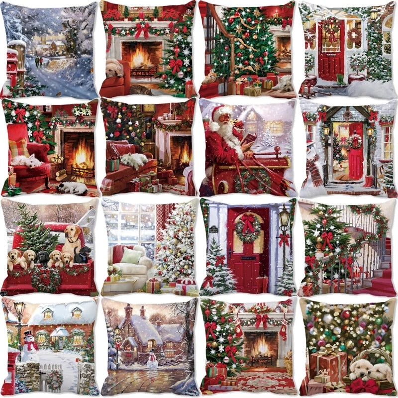Frohe Weihnachtsdekoration für Zuhause Weihnachtskissenbezug Weihnachtsornament Kissenbezug Natal Navidad Neujahrsgeschenke 45x45cm