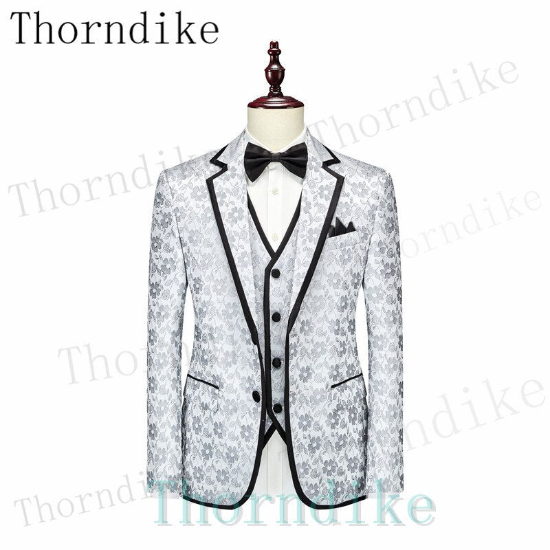 Thorndike Neues Kostüm Homme Beliebte Kleidung Luxus Party Bühne Regular Fit Smoking Jacke + Hose + Weste