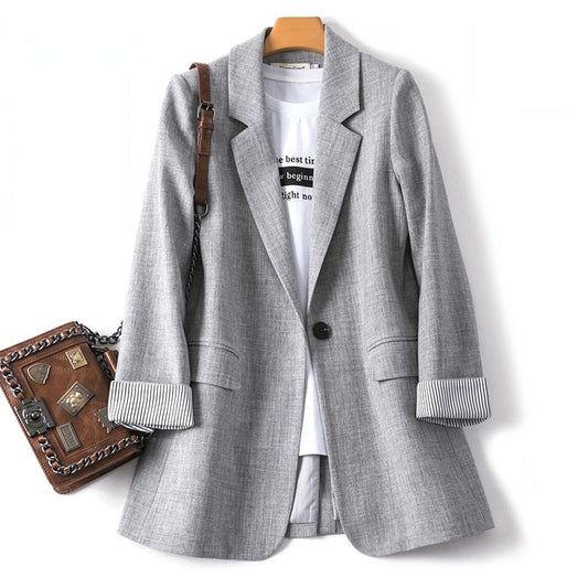 Long Sleeve Spring Casual Blazer New Fashion Business Plaid Suits  Work Office Blazer