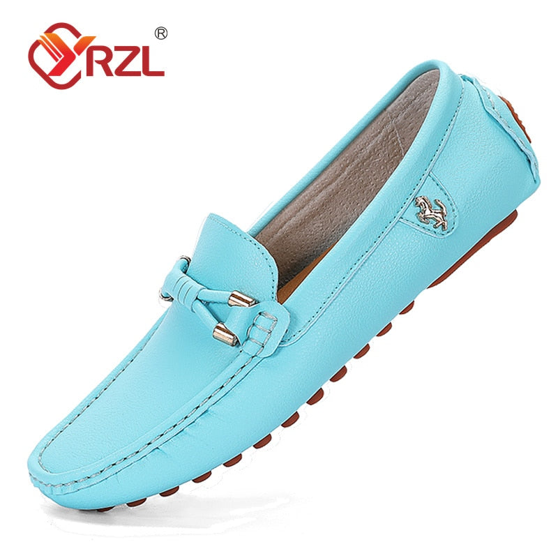 Loafers  Handmade Leather Shoes Black Casual Driving Flats Blue Slip-on Moccasins