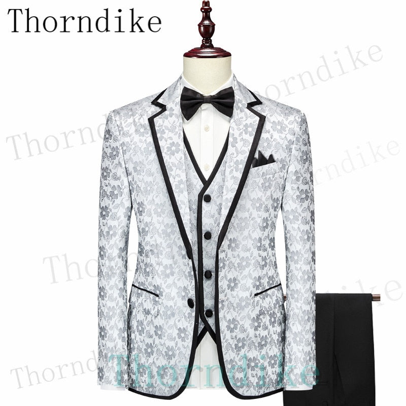 Thorndike Neues Kostüm Homme Beliebte Kleidung Luxus Party Bühne Regular Fit Smoking Jacke + Hose + Weste