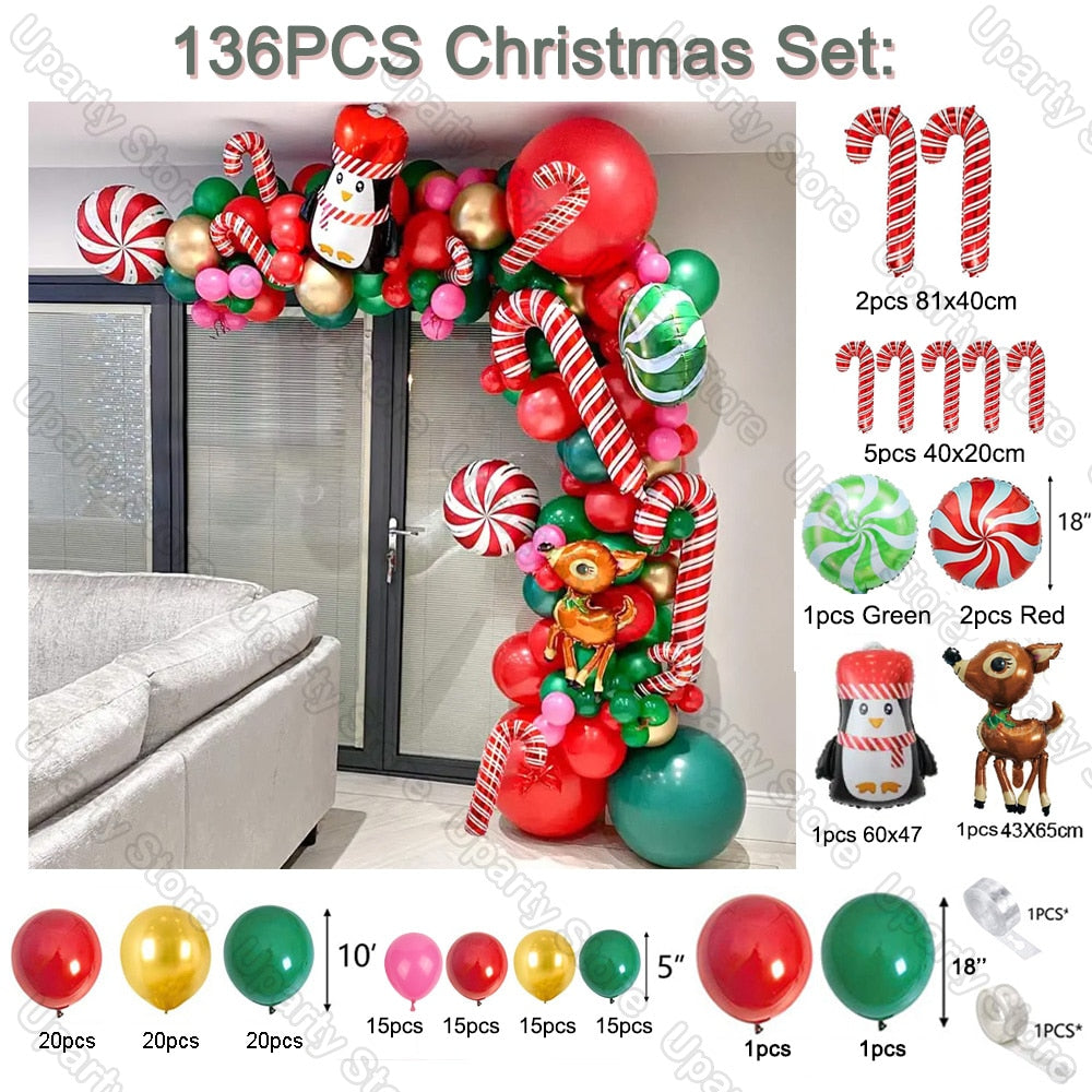 Weihnachtsballon-Bogengirlande Zuckerstangen-Luftballons für Weihnachtsdekoration, Geburtstag, Neujahr, Party-Dekoration