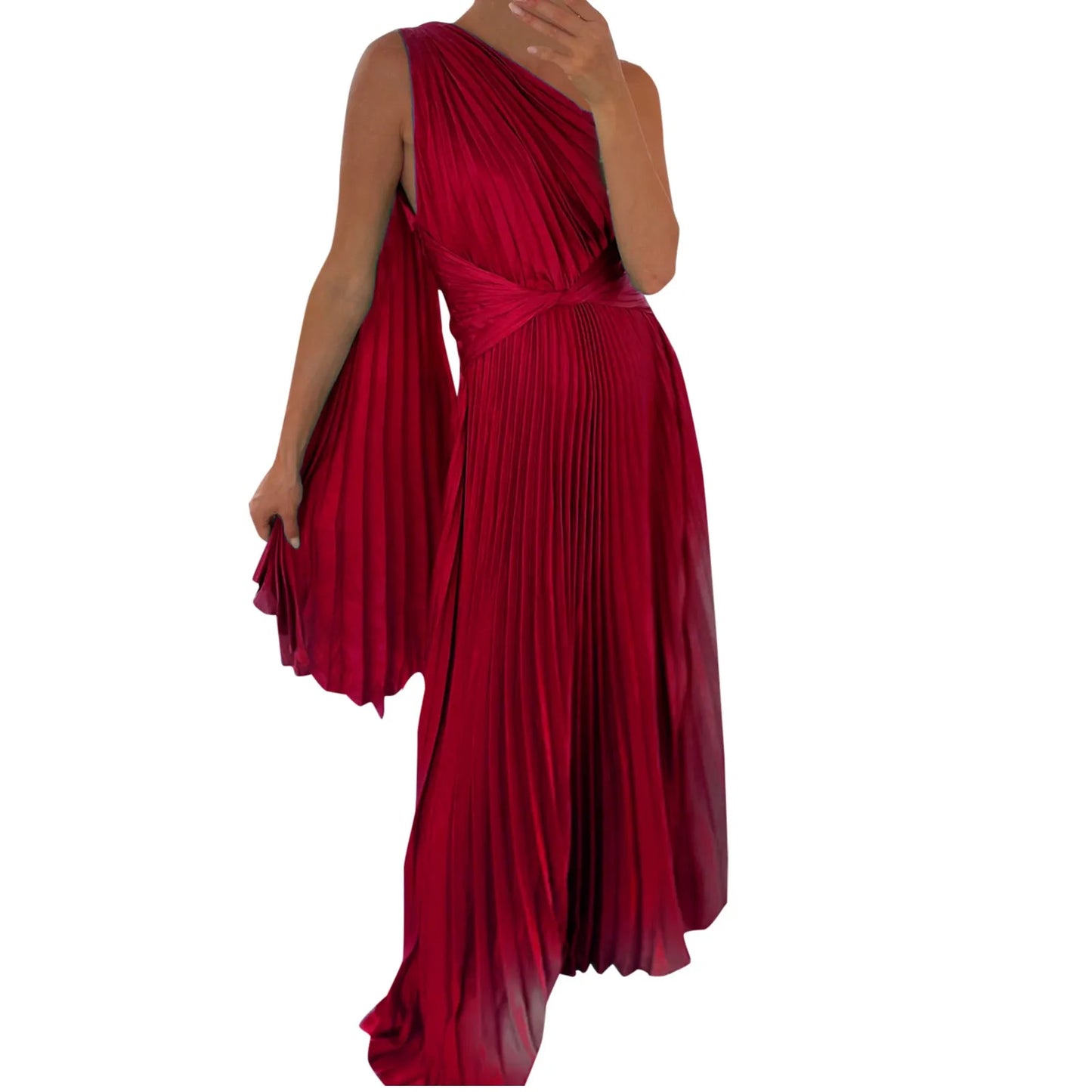 Elegant Party Evening Dress Solid Pleated High Waist Slim Dress Lady Sexy Strapless